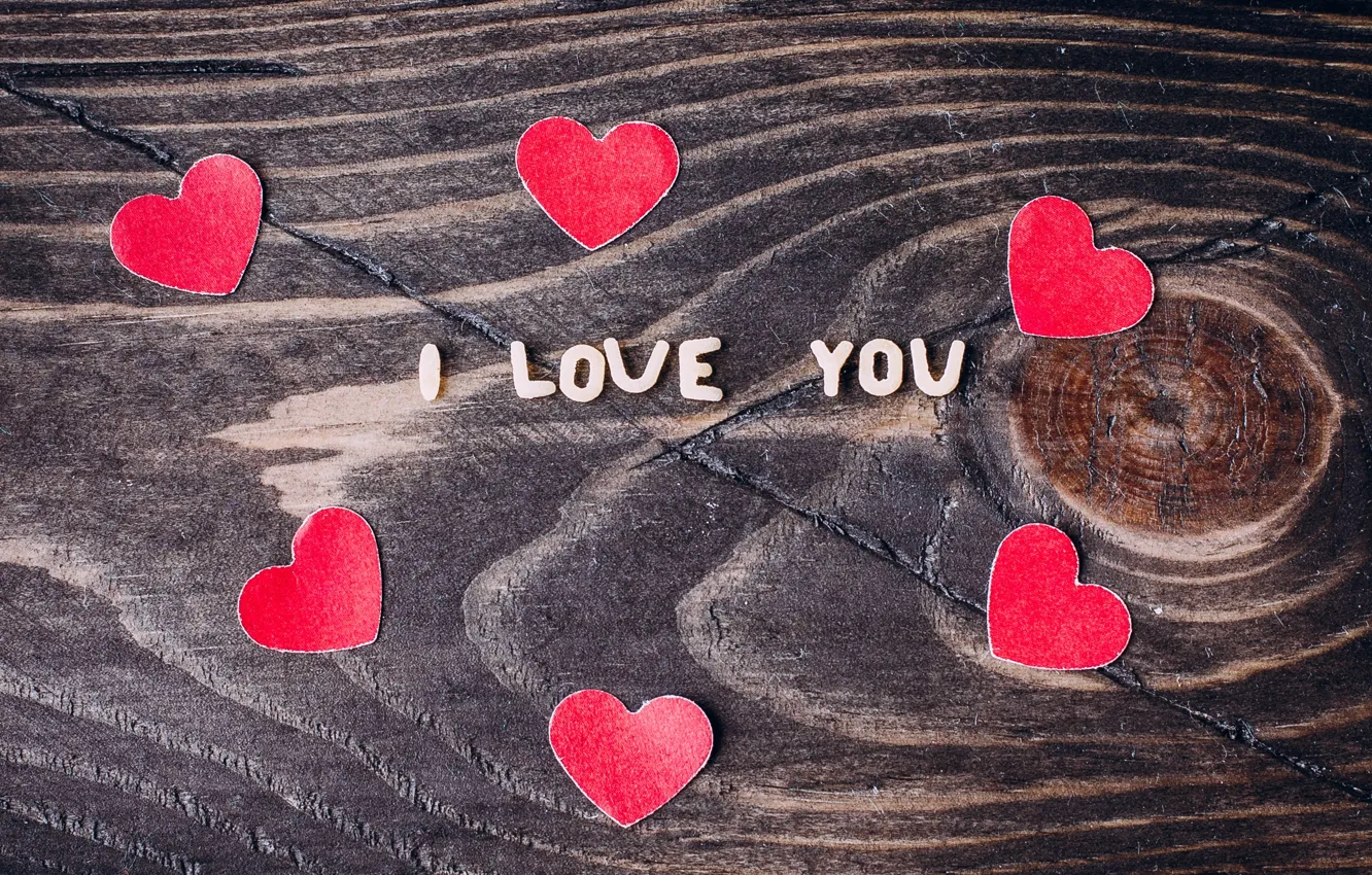 Photo wallpaper love, heart, hearts, love, i love you, heart, wood, romantic