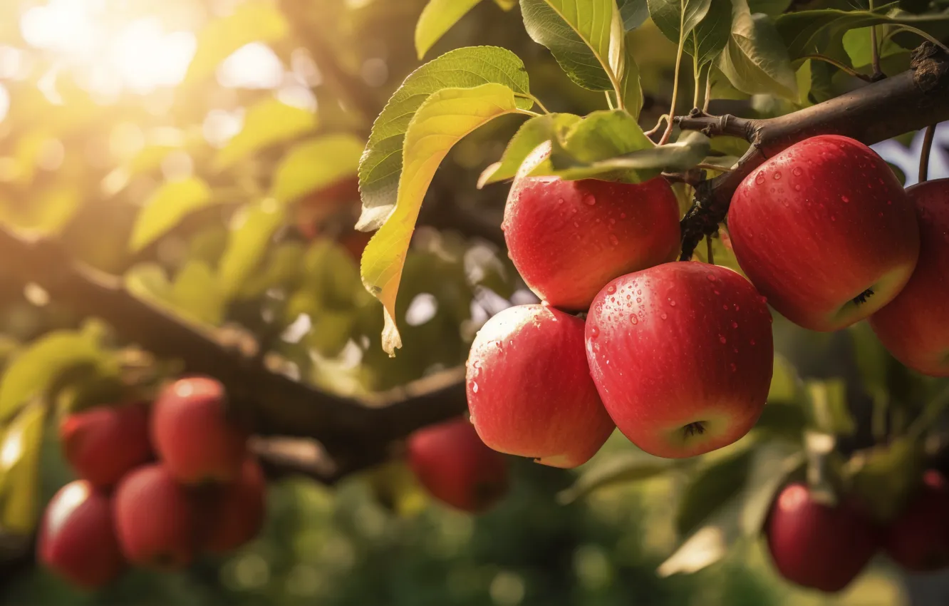 Photo wallpaper red, nature, apples, garden, harvest, fruit, fruit, Apple