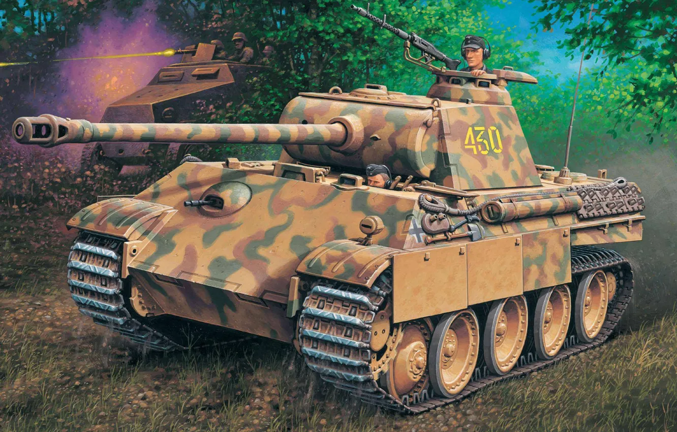 Photo wallpaper figure, art, Panther, tank, PzKpfw V, Panzerkampfwagen V Panther, German medium tank