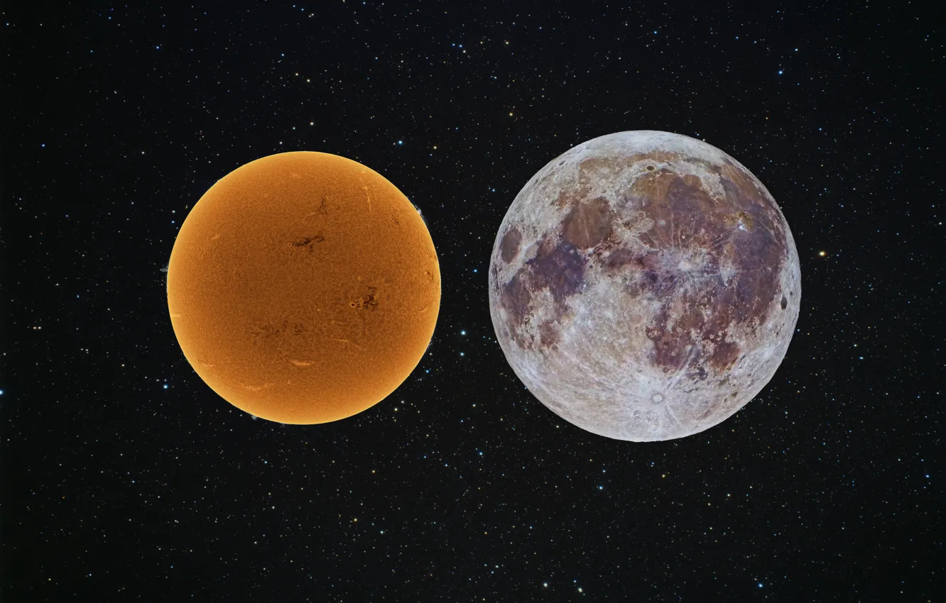 Photo wallpaper the sun, stars, Super Moon