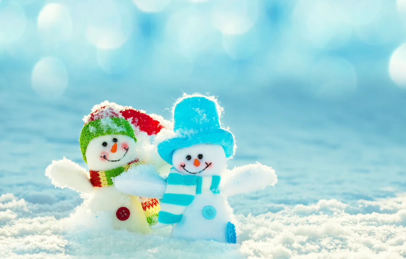 Photo wallpaper winter, snow, snowman, smile, winter, snow, snowman, Happy