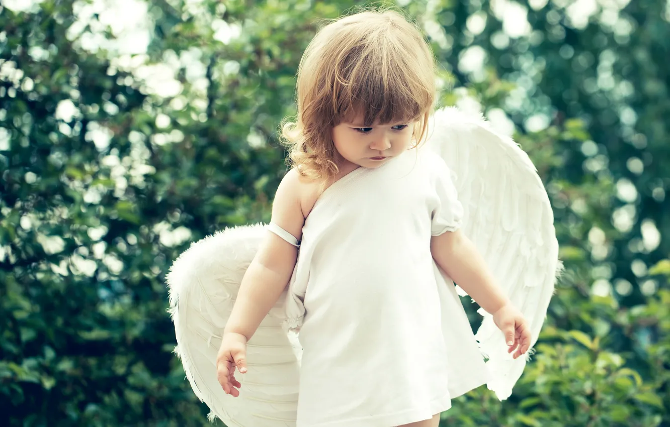Photo wallpaper summer, children, wings, angel, small, girl, gentle, beautiful