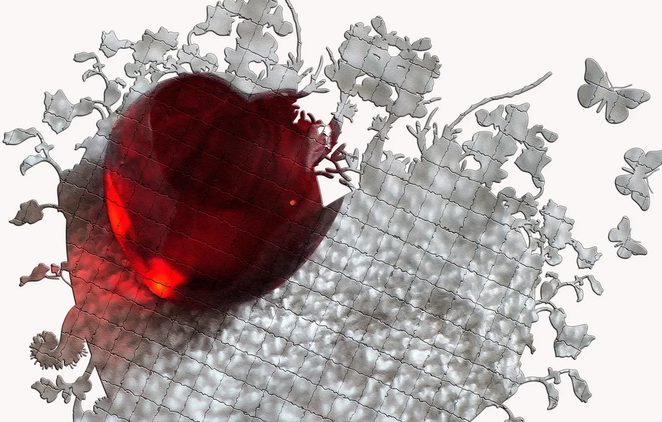 Photo wallpaper macro, heart, puzzle