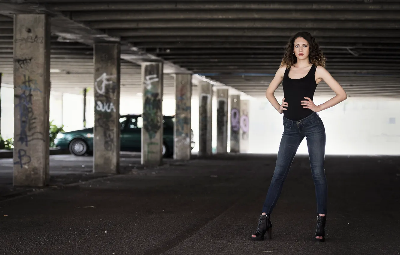 Photo wallpaper girl, background, figure, stand, Clear