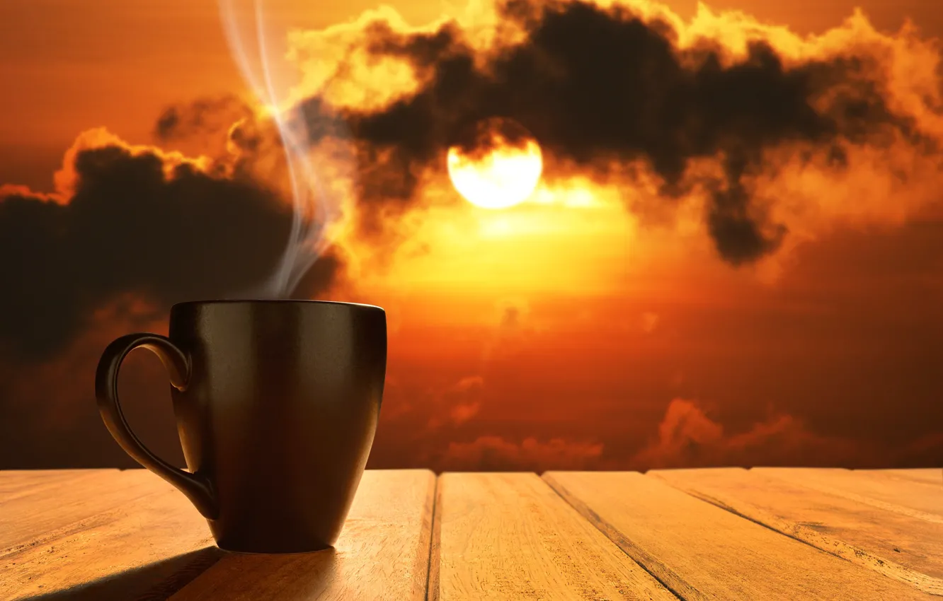 Photo wallpaper dawn, coffee, morning, Cup, hot, coffee cup, good morning