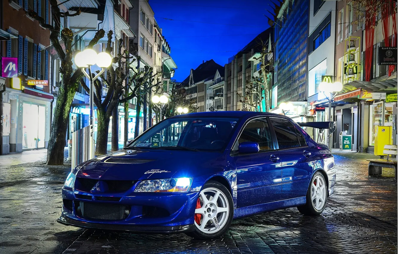 Photo wallpaper blue, Mitsubishi, Lancer, Evolution, Beautiful, Style, Lancer, JDM
