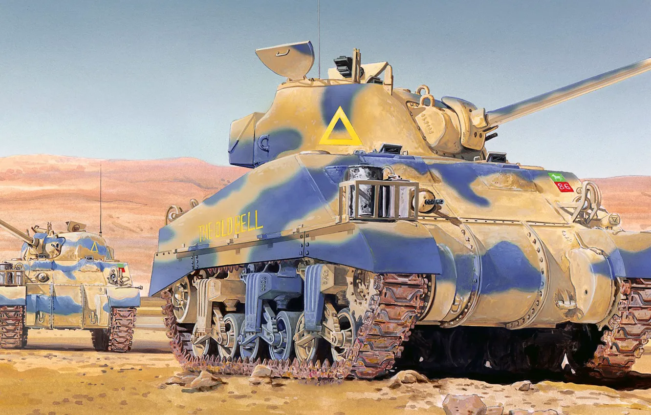 Photo wallpaper desert, figure, art, Sherman, MK.III
