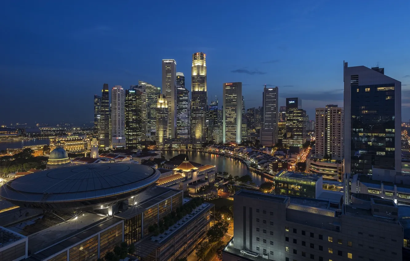 Photo wallpaper the sky, night, the city, Singapore, structure, Singapore city