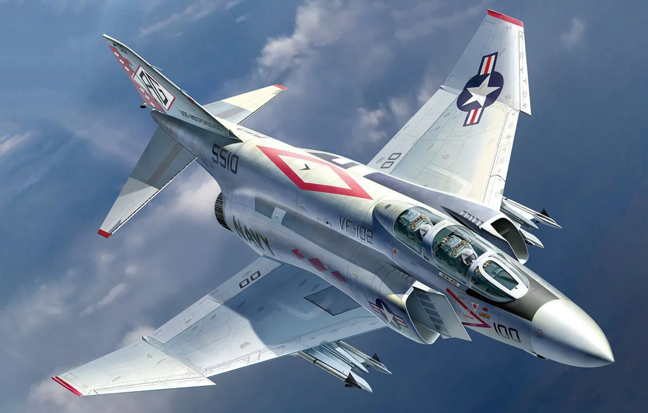 Photo wallpaper USA, fighter-bomber, fighter-interceptor, multi-role fighter, McDonnell Douglas, F-4 Phantom, US NAVY, Auletta