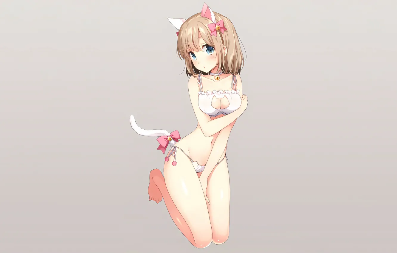 Photo wallpaper girl, sexy, lingerie, bra, cleavage, panties, long hair, boobs