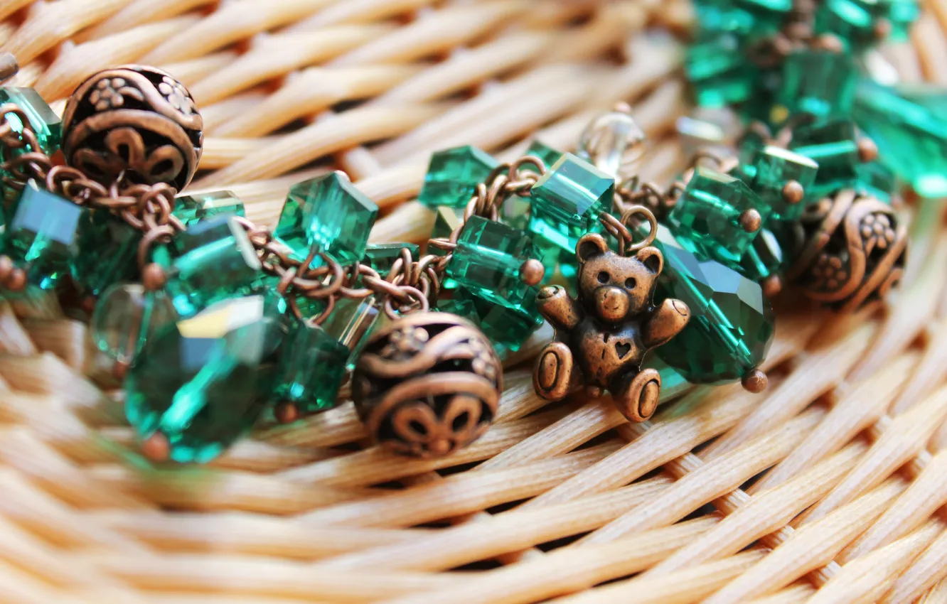 Photo wallpaper decoration, mood, bear, bracelet, emerald