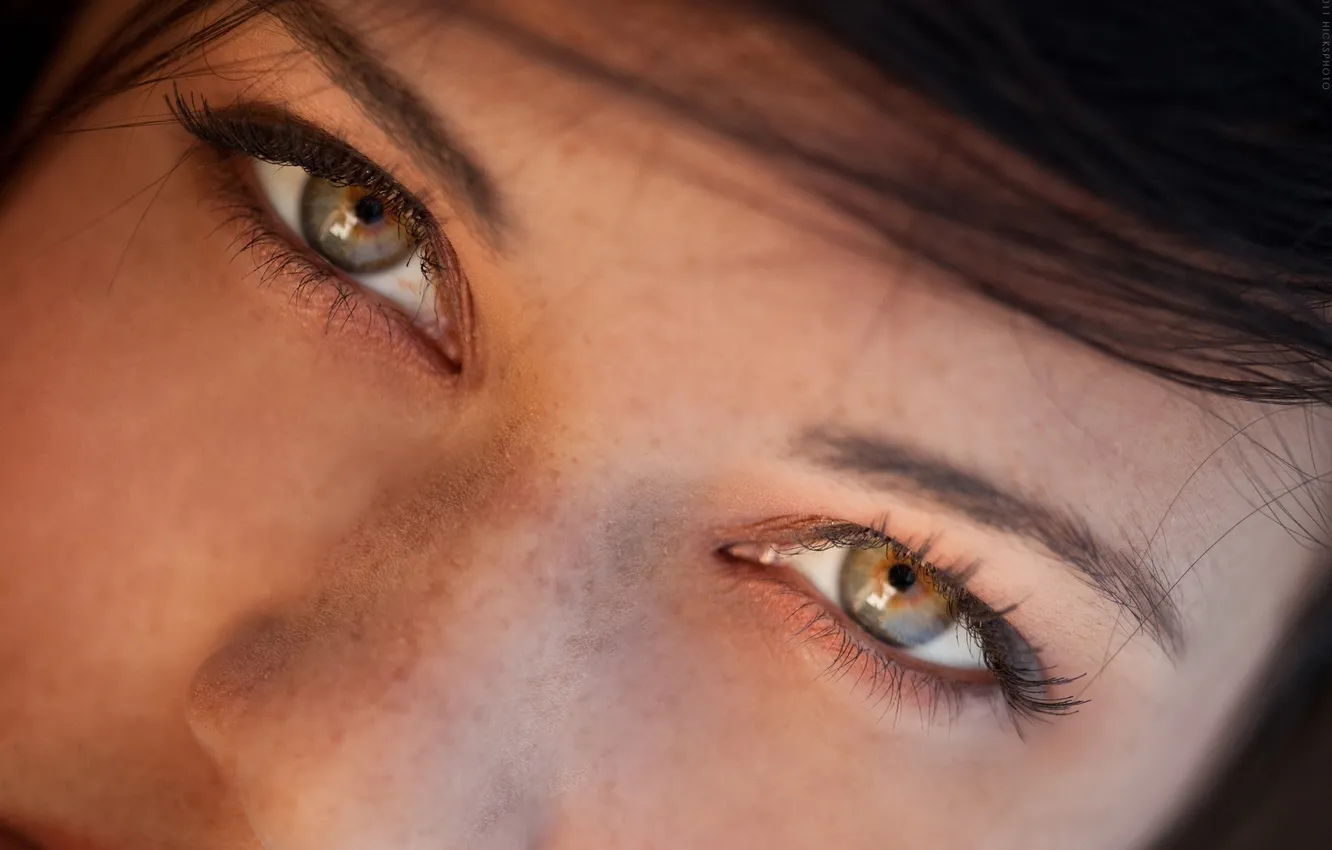 Photo wallpaper look, macro, freckles, Tiffany Thompson