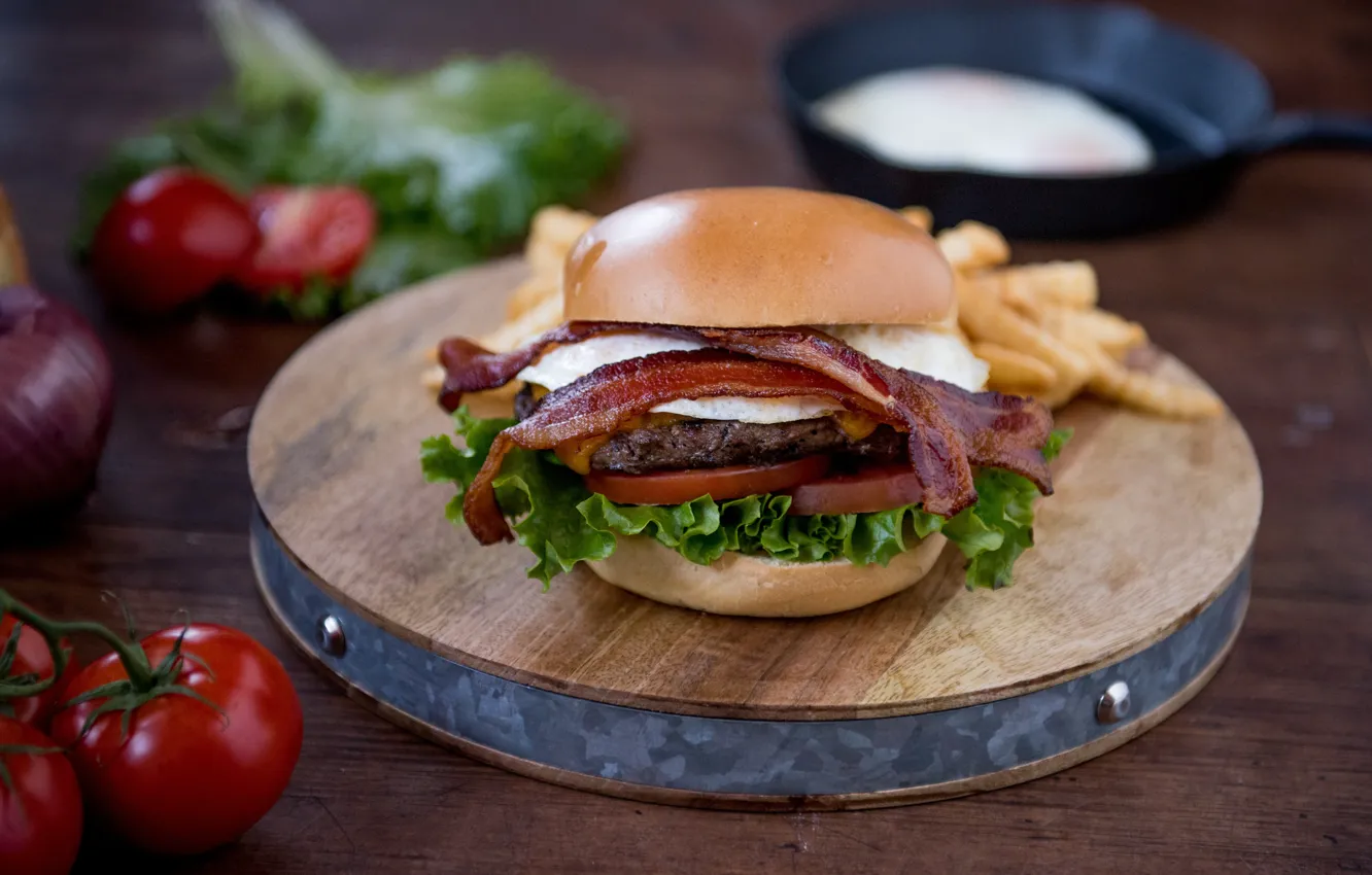 Photo wallpaper egg, health, bacon, burger