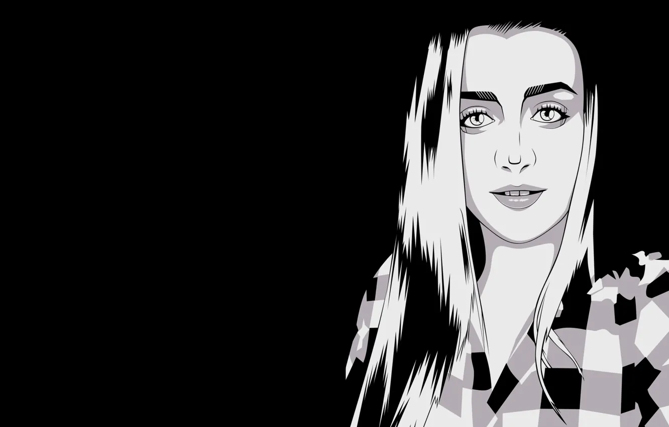 Photo wallpaper girl, Wallpaper, minimalism, black and white, girl, beautiful, Maria, beautiful