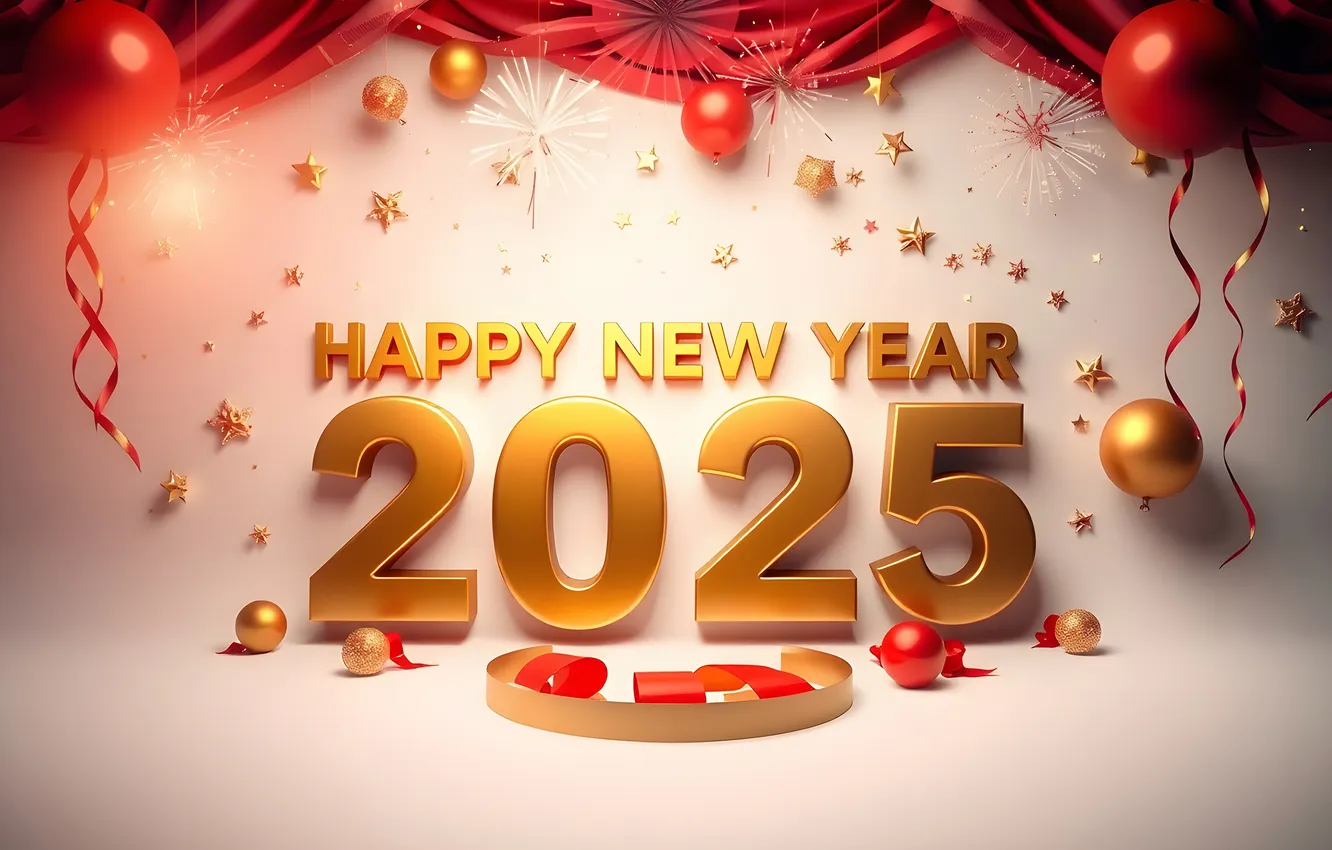Photo wallpaper new year, figures, date, 2025, AI art, New Year 2025, neural network