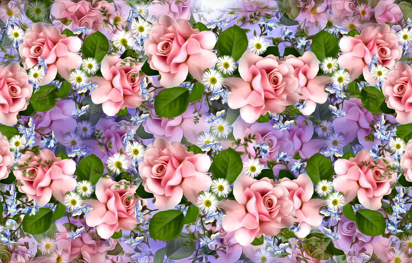 Photo wallpaper Graphics, Flowers, Roses