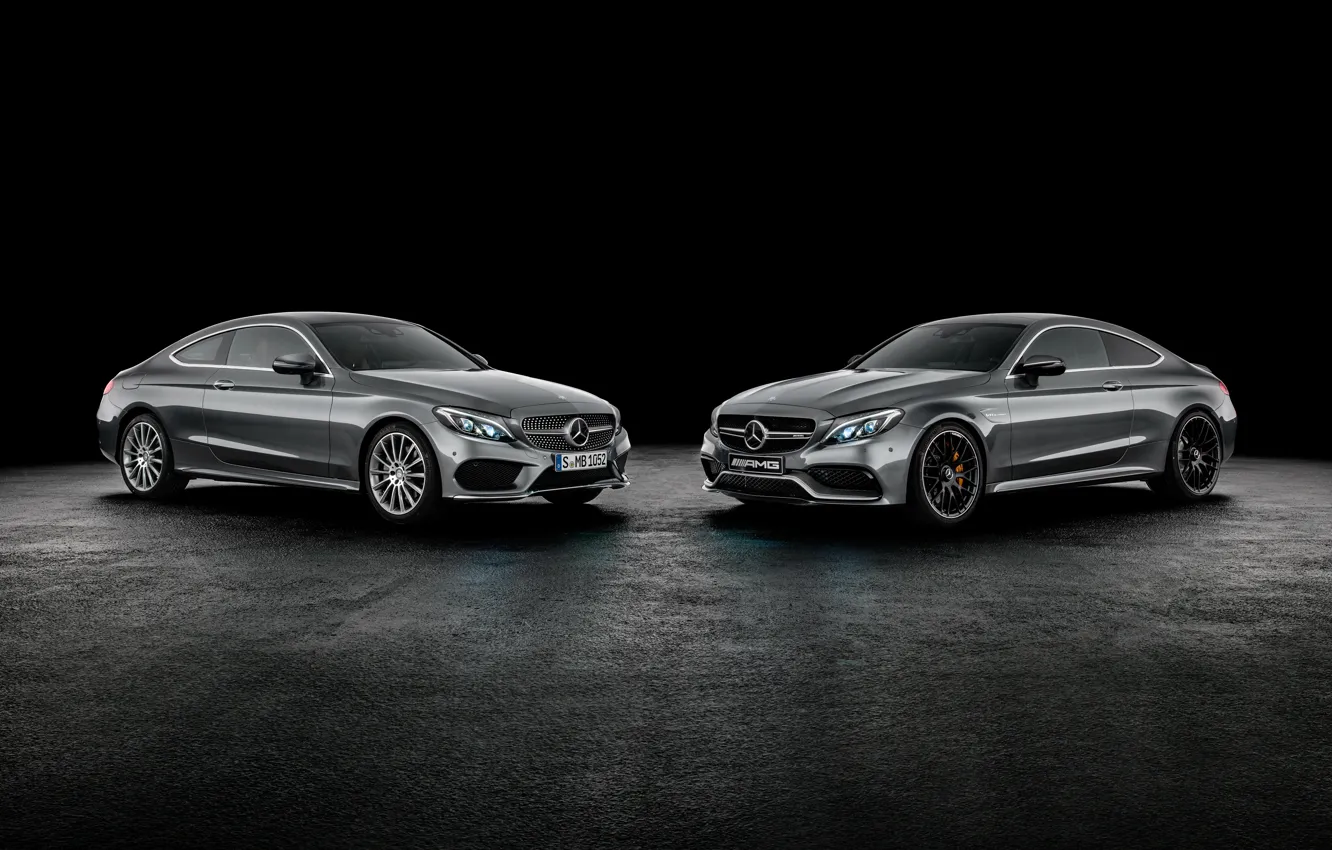 Photo wallpaper coupe, Mercedes-Benz, black background, Mercedes, Coupe, C-Class, C205