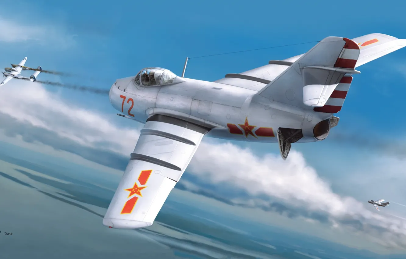 Photo wallpaper fighter, China, The MiG-15, MiG-15, PLA, Kateřina Borecka