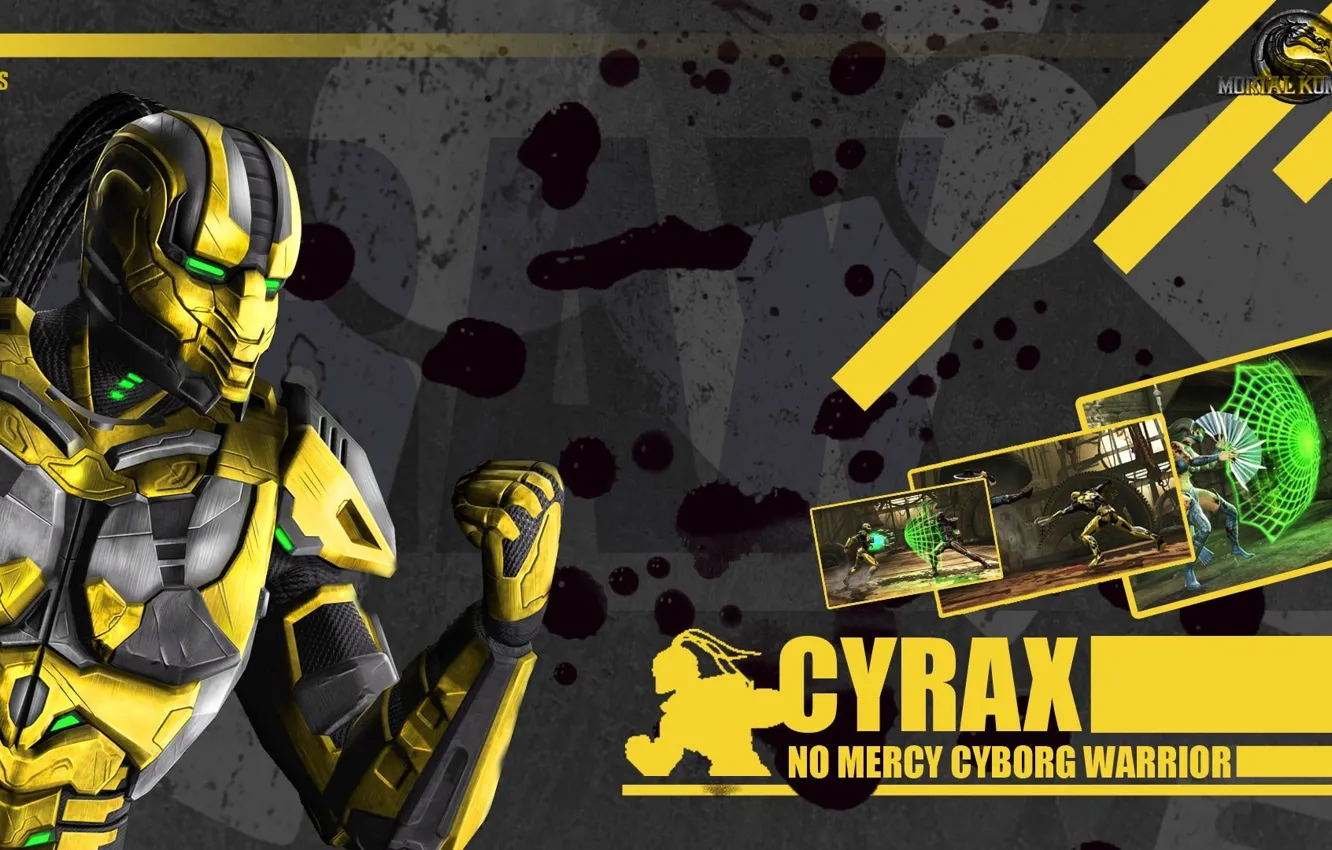 Photo wallpaper yellow, Mortal Kombat 9, cyborg, Cyrax