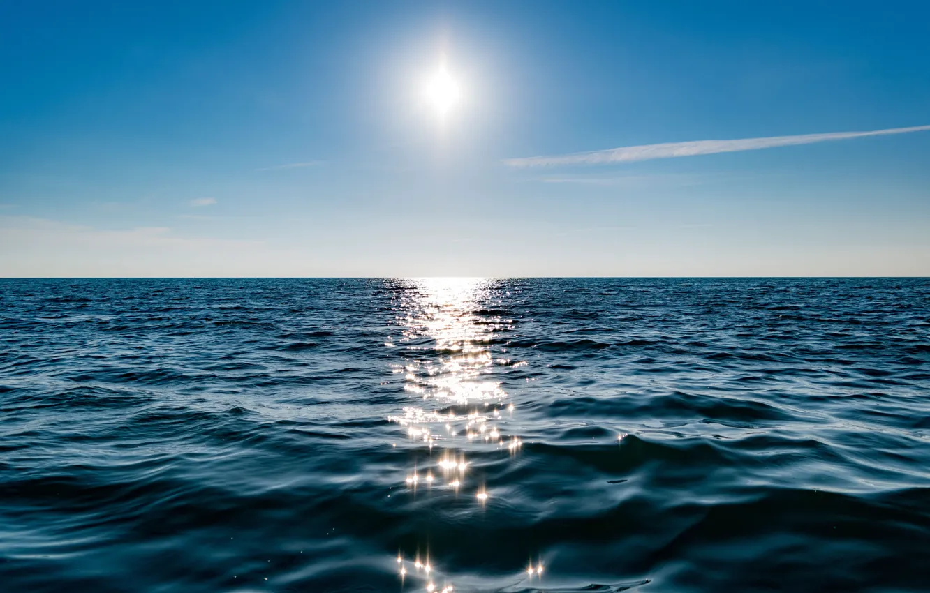 Photo wallpaper water, the sun, glare, reflection, the ocean