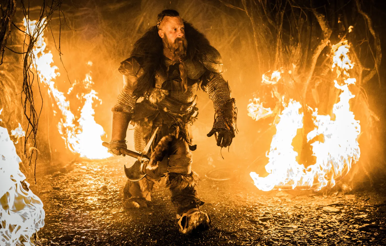 Photo wallpaper lights, armor, fantasy, axe, VIN Diesel, adventure, action, Vin Diesel