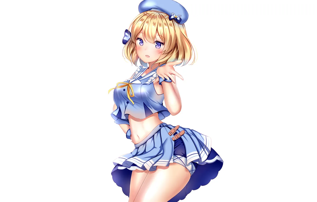 Photo wallpaper girl, sexy, shorts, blouse, school uniform, anime, beautiful, short hair