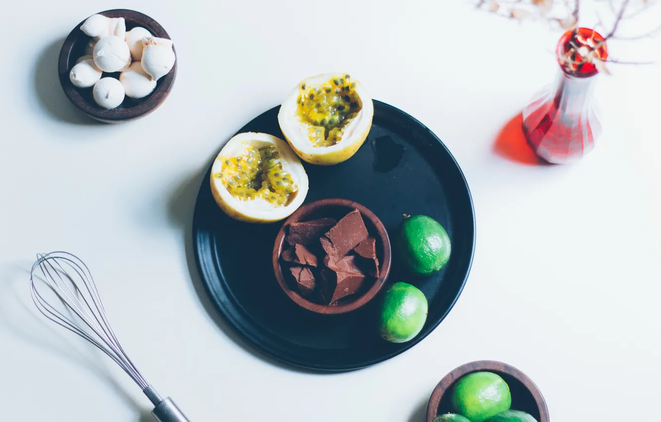 Photo wallpaper chocolate, Breakfast, passion fruit