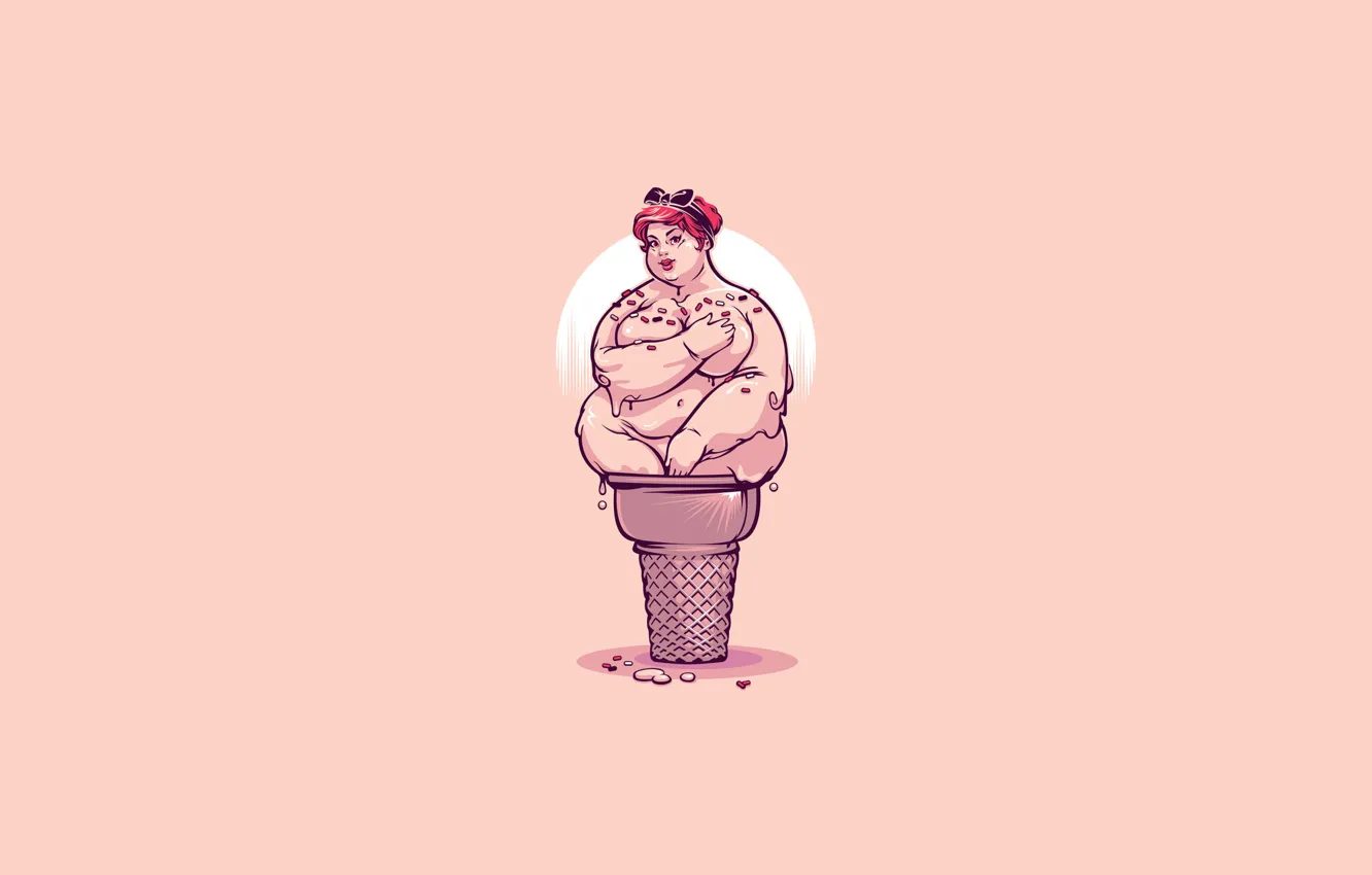 Photo wallpaper pink, humor, ice cream, vaseline, melts