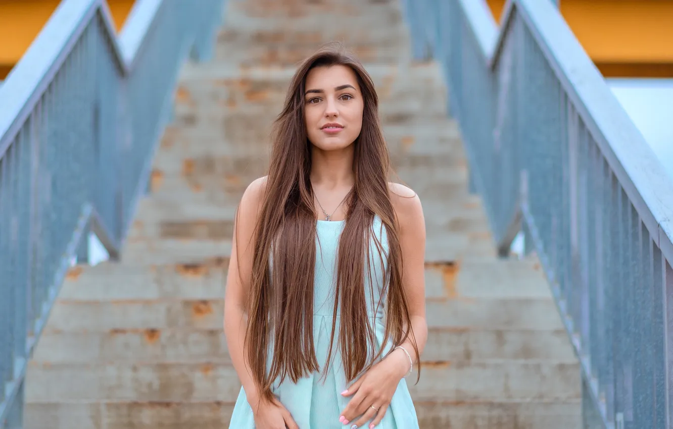 Photo wallpaper look, pose, model, portrait, hands, makeup, dress, hairstyle