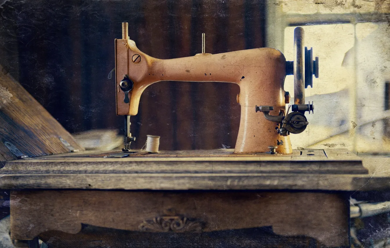 Photo wallpaper vintage, machine, sewing