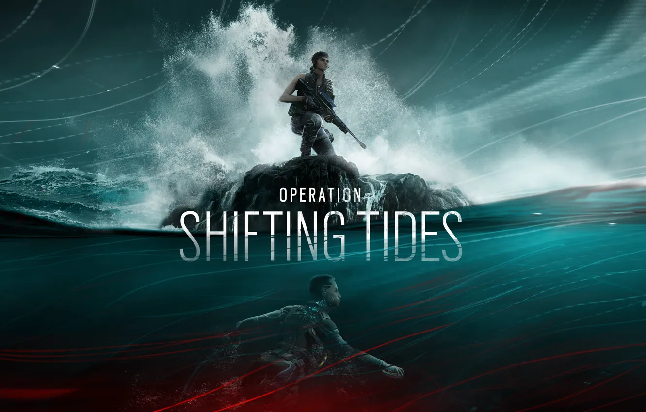 Photo wallpaper wave, water, sniper, Ubisoft, special forces, sniper rifle, mercenary, special forces