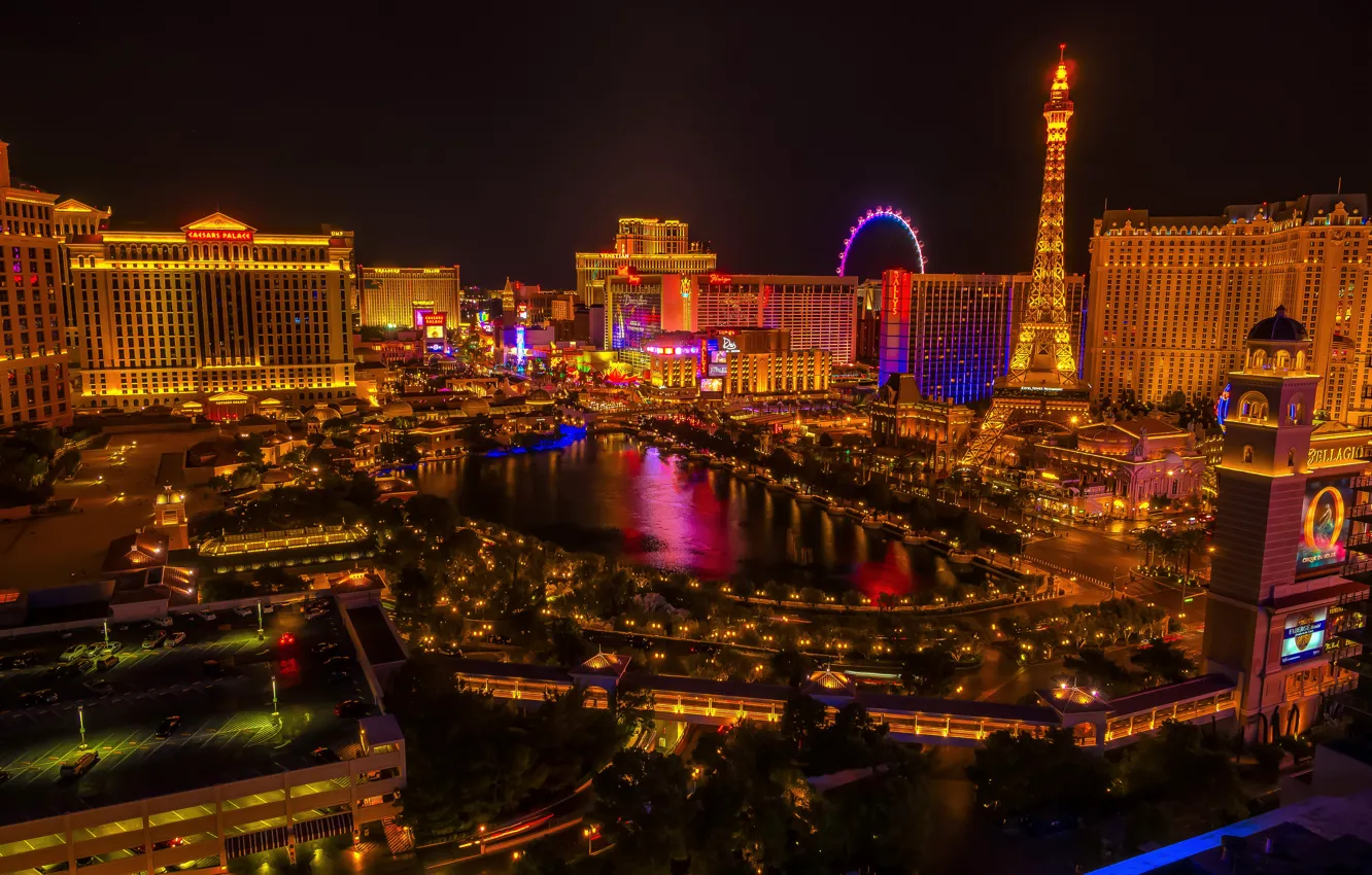 Photo wallpaper night, lights, Las Vegas, USA, USA, megapolis, Las Vegas