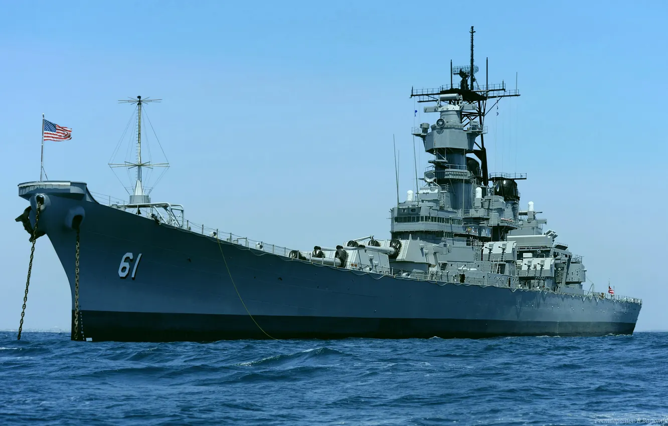 Photo wallpaper battleship, US NAVY, USS Iowa, BB-61