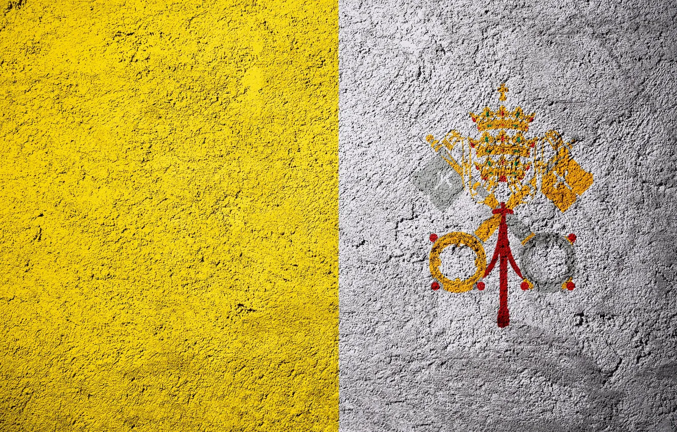 Photo wallpaper Europe, Vatican City, Stone Background, Flags On Stone, Vatican City Flag, Concrete Texture, Flag Of …