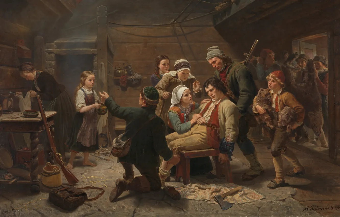 Photo wallpaper Norwegian, 1862, Oslo, Oslo, Norwegian artist, oil on canvas, Adolf Tidemand, Norwegian romantic nationalism painter