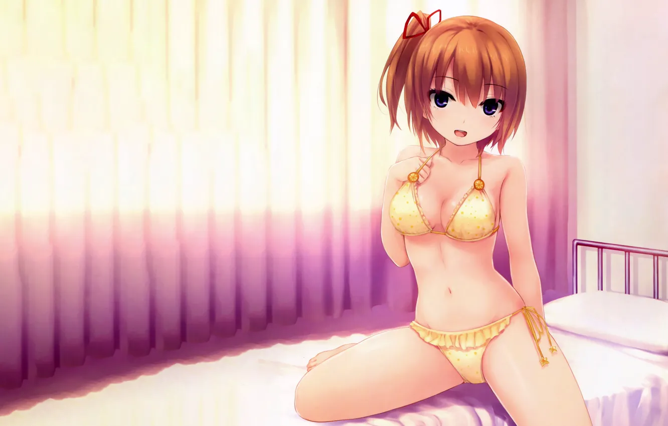 Photo wallpaper girl, sexy, lingerie, bra, cleavage, panties, brown hair, boobs