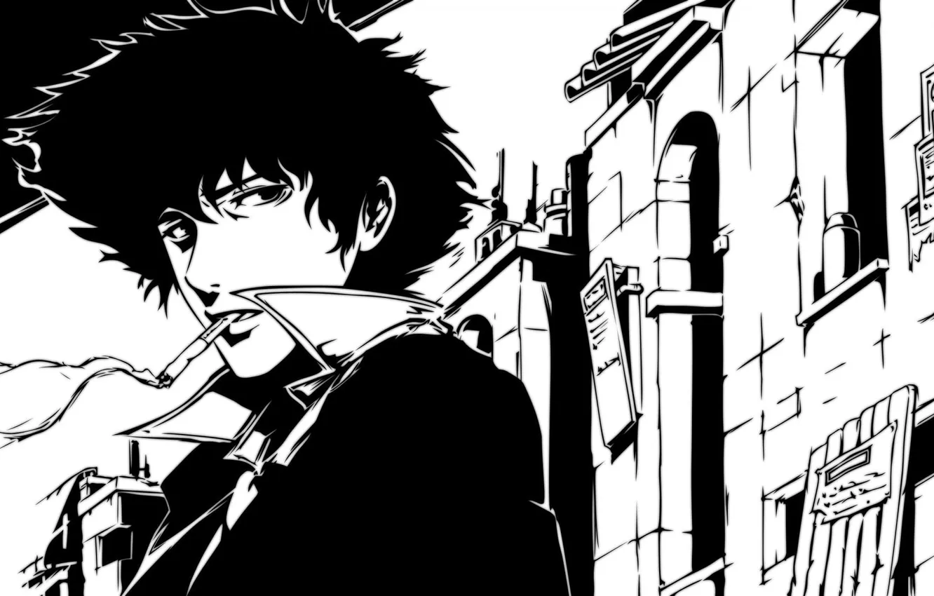 Photo wallpaper b/W, cowboy bebop, spike