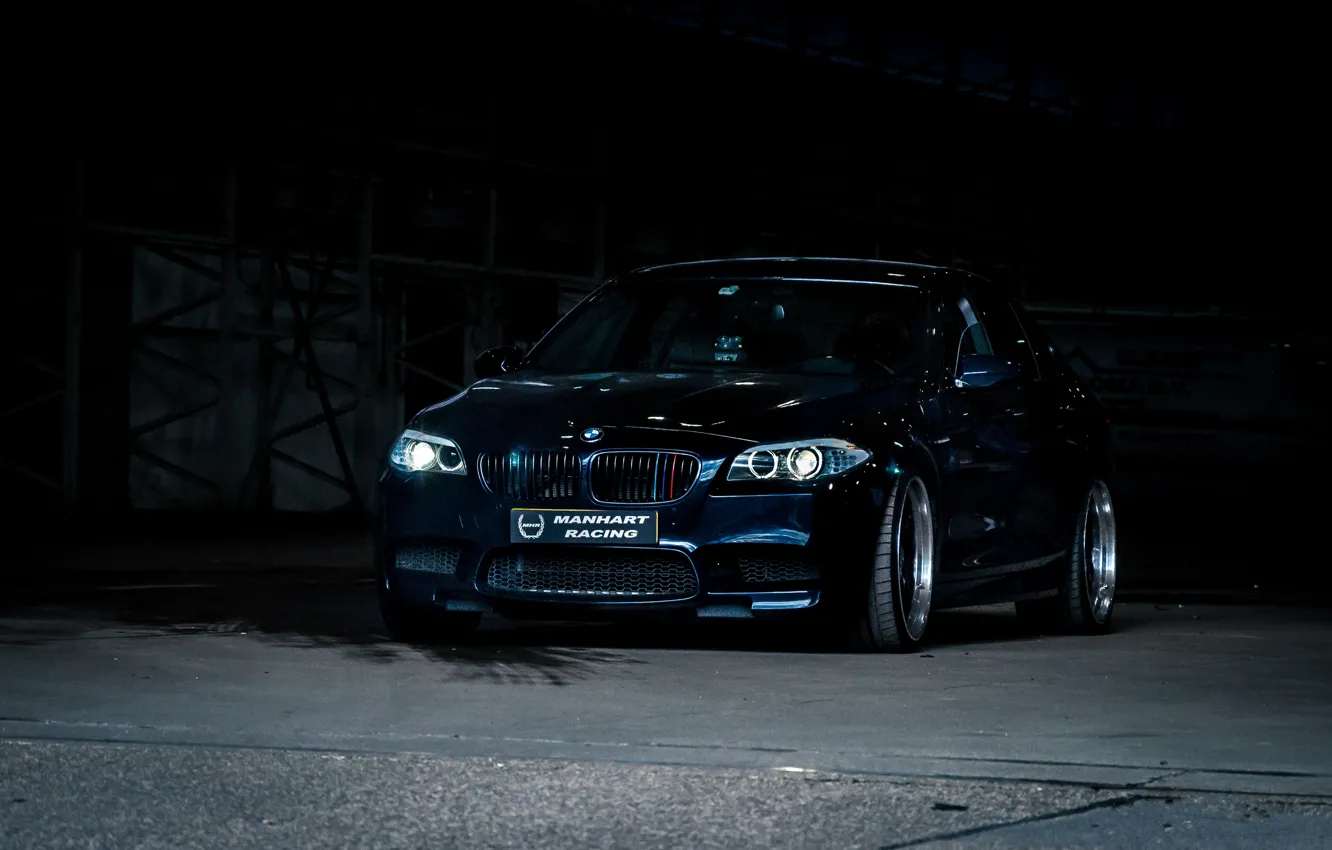 Photo wallpaper black, bmw, BMW, black, the front, f10, daylight