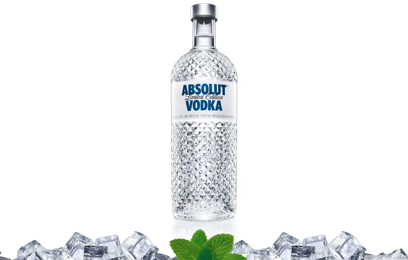 Photo wallpaper ice, bottle, drink, vodka, Absolut