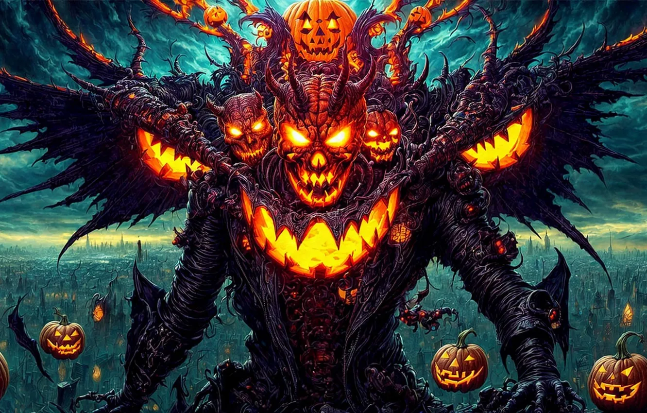 Photo wallpaper monster, the demon, pumpkin, Halloween, Halloween