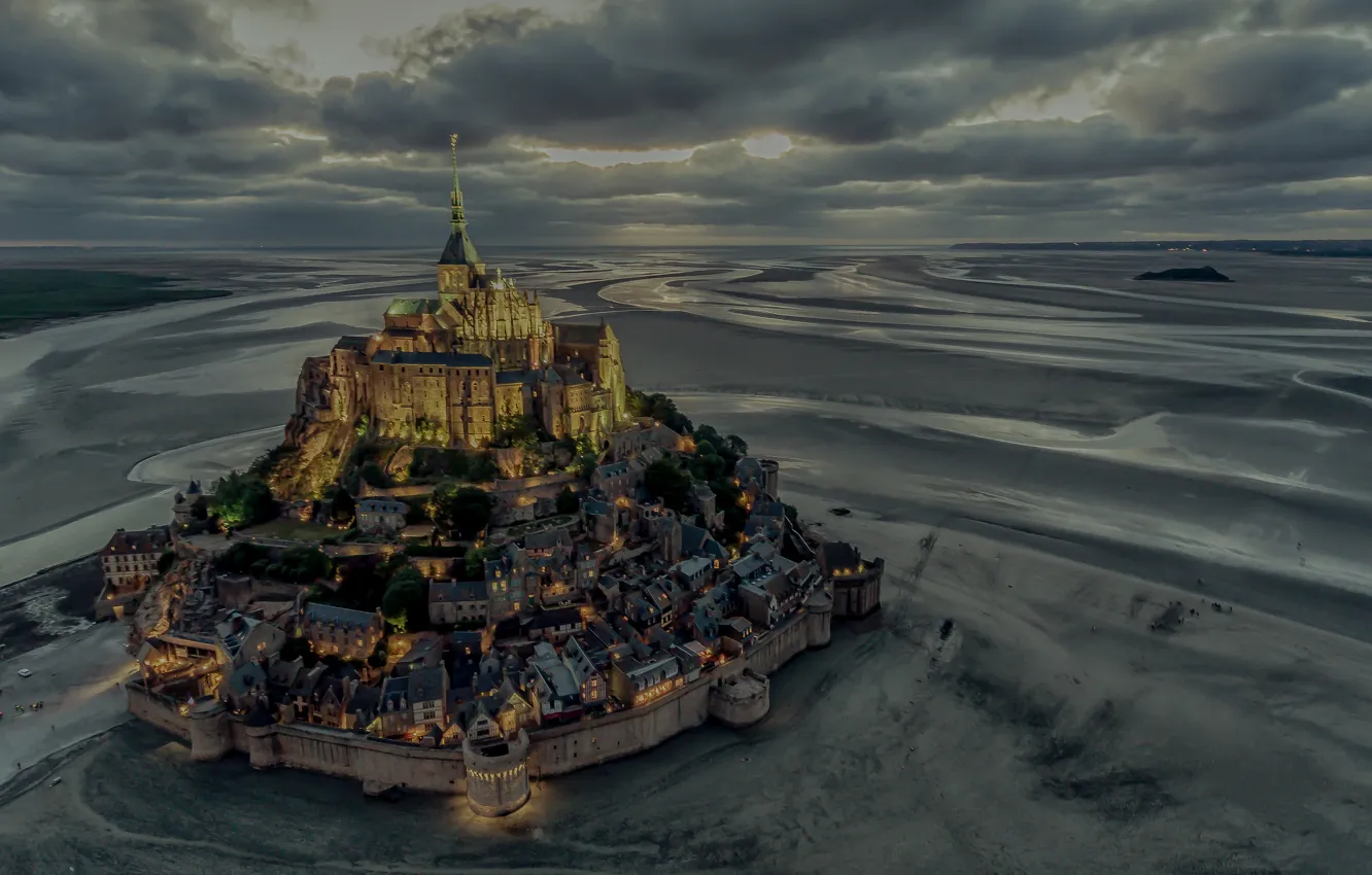 Photo wallpaper France, the monastery, Normandy, Mont-Saint-Michel