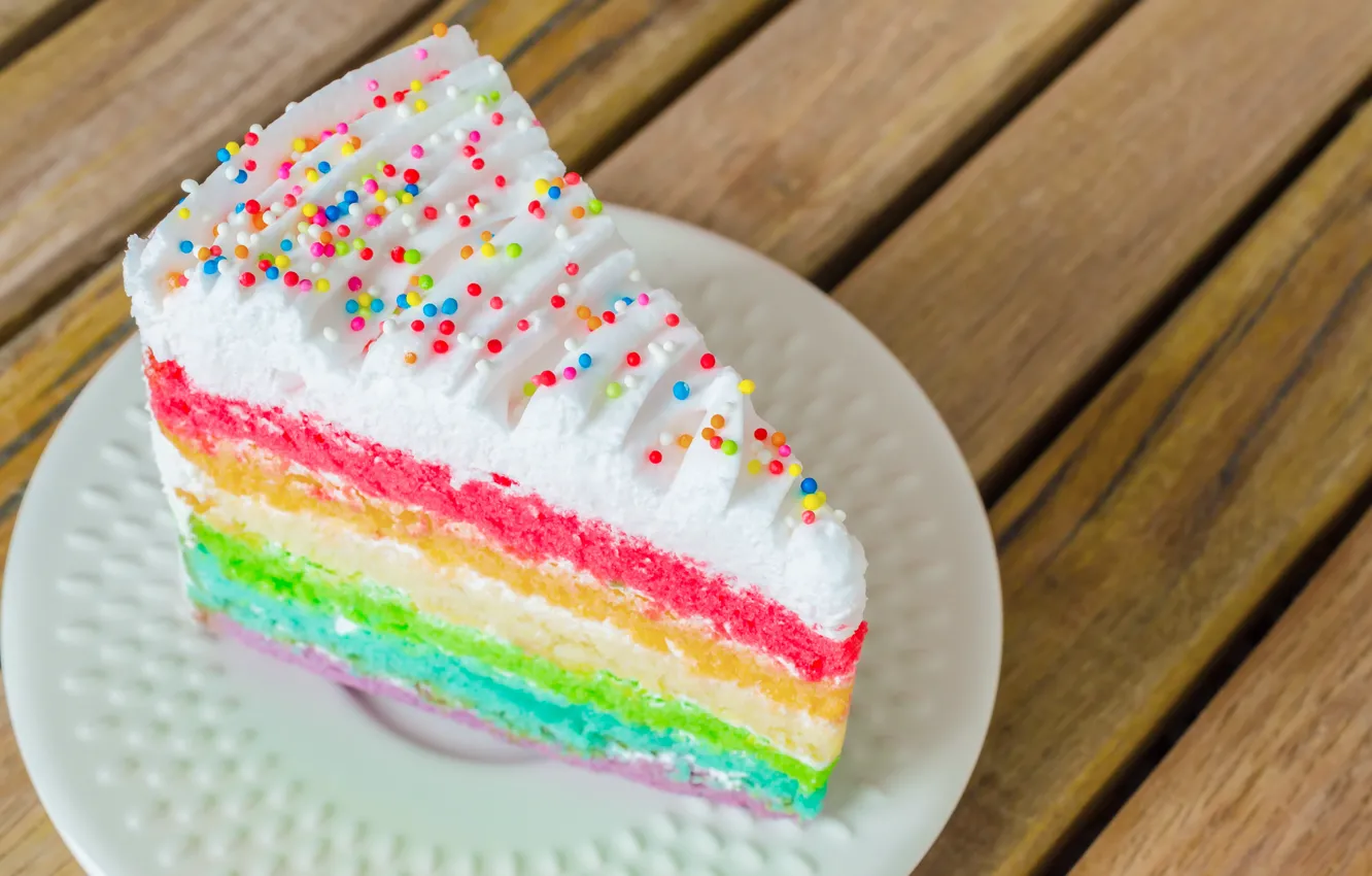 Photo wallpaper rainbow, colorful, cake, rainbow, cake, Happy, Birthday, Birthday