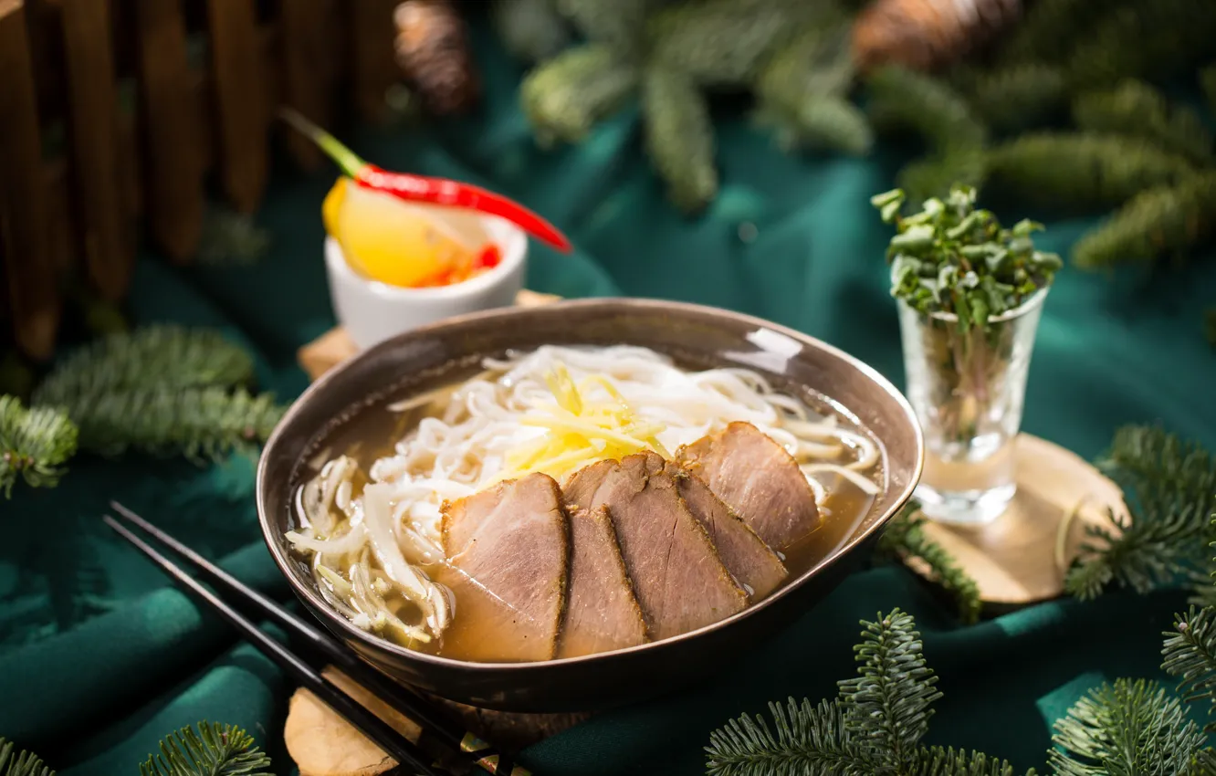 Photo wallpaper meat, noodles, the first dish