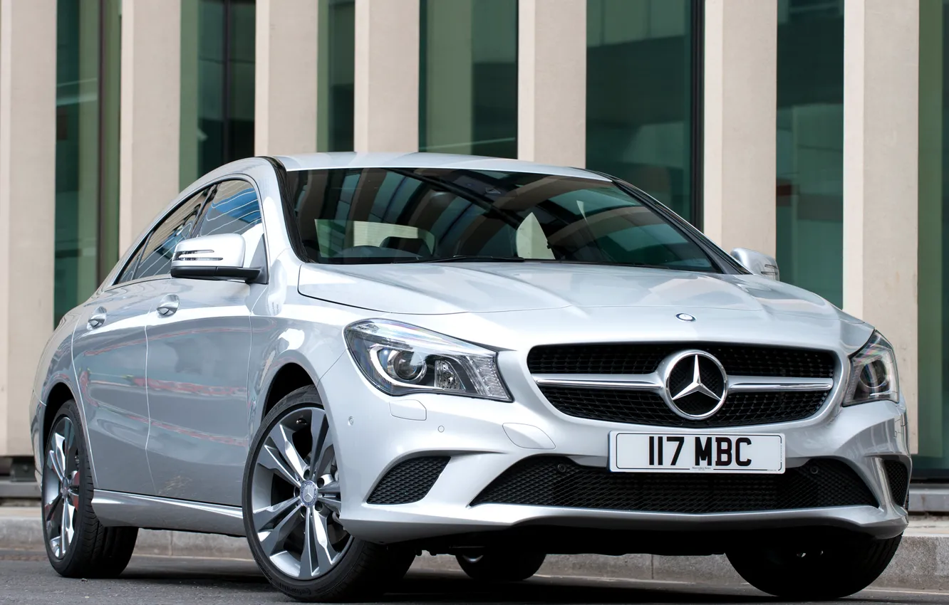 Photo wallpaper Mercedes-Benz, silver, front view, Mercedes, CLA 180