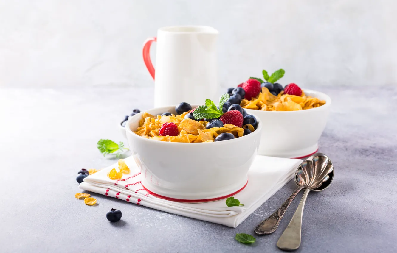 Photo wallpaper berries, milk, cereal, Iryna Melnyk