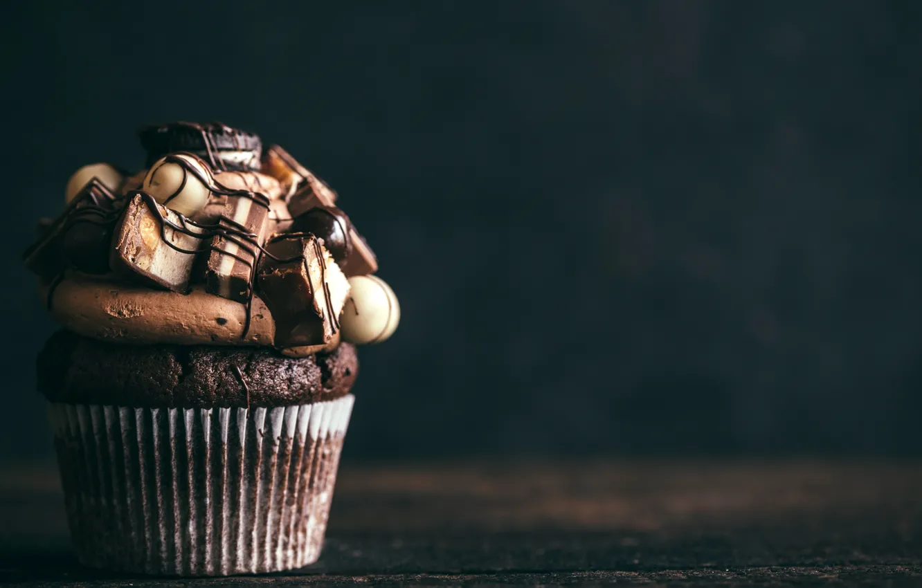 Photo wallpaper chocolate, cake, cream, cupcakes, cupcake