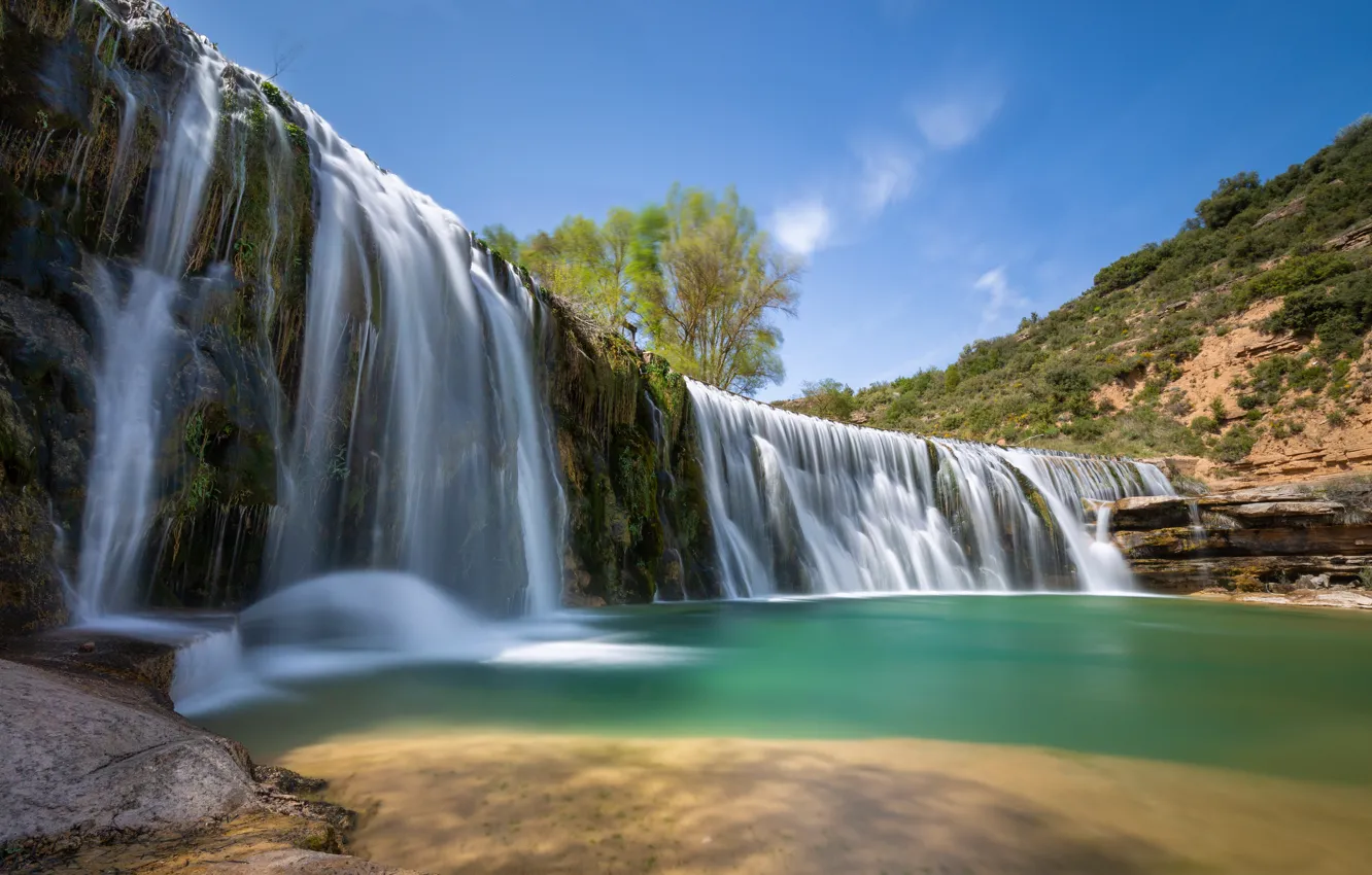 Photo wallpaper river, waterfall, Spain, cascade, Spain, Aragon, Aragon, Alcanadre River