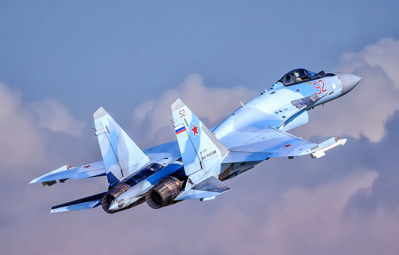Photo wallpaper the sky, flight, Su-35, Su-35, Videoconferencing Russia, fighter, generation 4