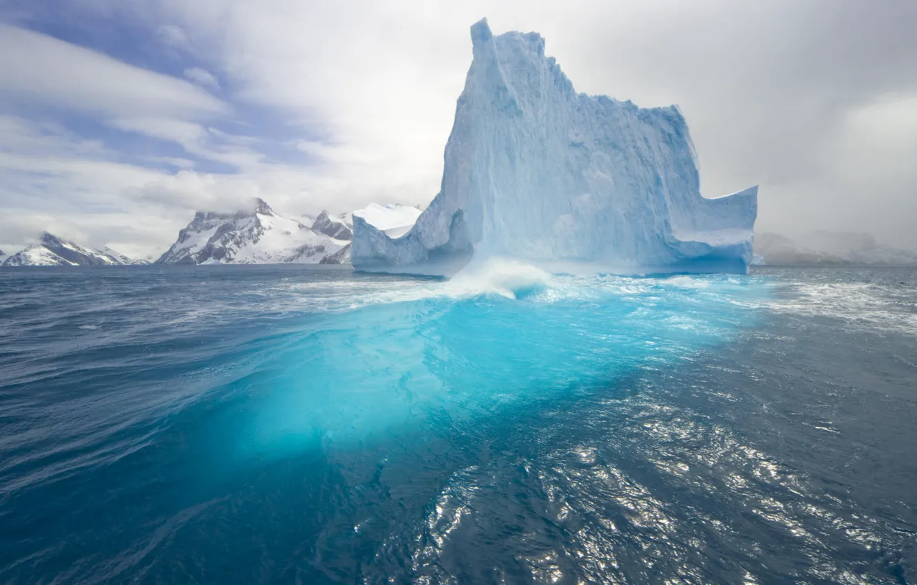 Photo wallpaper water, blue, frost, Iceberg