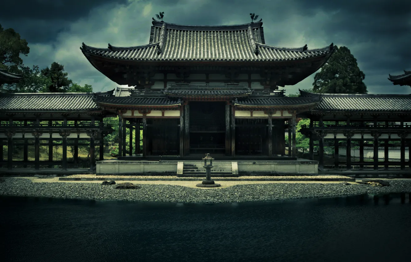 Photo wallpaper the sky, trees, pond, the building, Japan, Temple, architecture, Kyoto